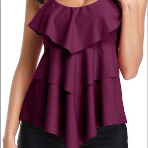 Women Tankini Swimsuit. Tummy Control. Ruffle Tank Top with Boy Shorts.